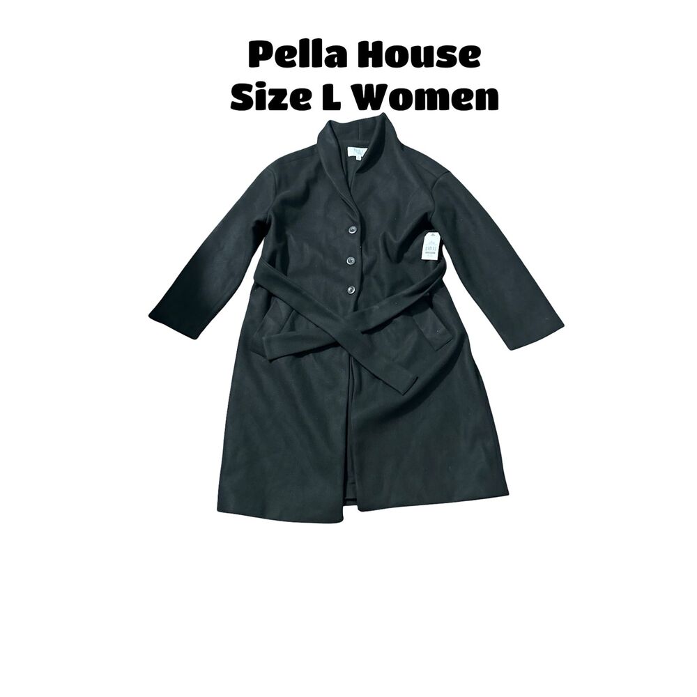 Time and Tru Women's Plus Size Shawl Collar Coat Black Size L